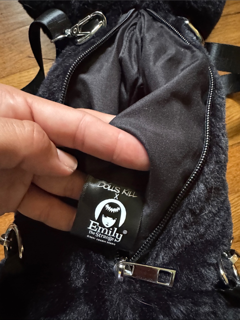 Dolls Kill x Emily the Strange Salem Black Cat purse or backpack - Picture 3 of 3